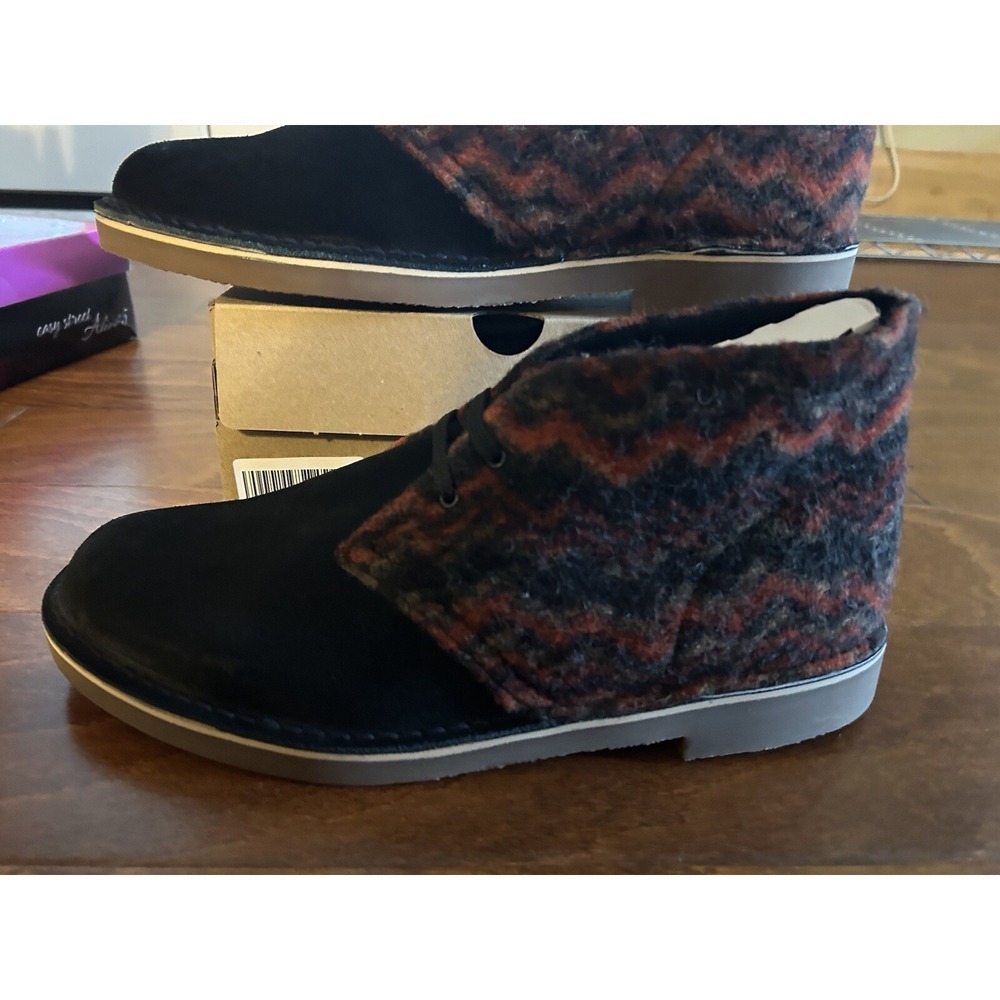 Clarks Bushacre 3 Black Wool Leather Chukka Ankle Boots Lace Up NEW 12‎ M - Picture 3 of 6